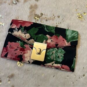 Talbots Black Floral Clutch
